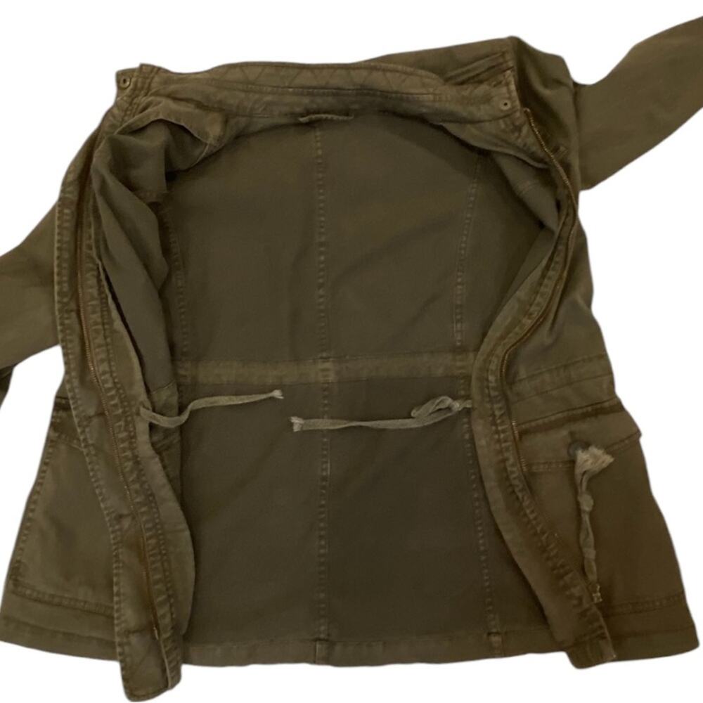 Lucky Brand Jacket Medium Green Cargo Coat Distressed Military Utility - Picture 11 of 16